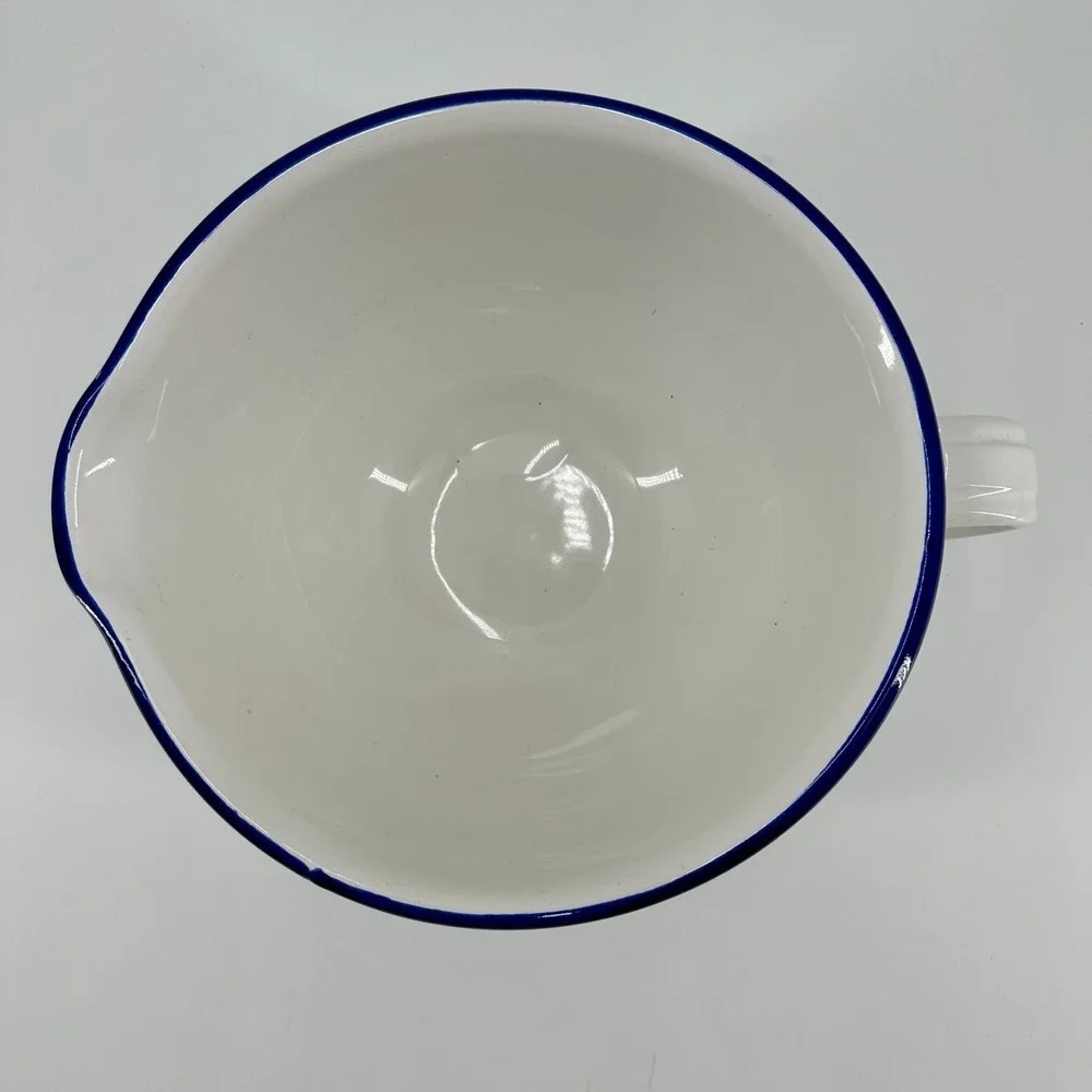 Italy Mid-Century Modern MCM Vintage White‎ Blue Goose Geese Pour Bowl Farmhouse